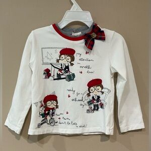❤️Mayoral Girl’s White Adorned Cotton Shirt, Size 18 mo